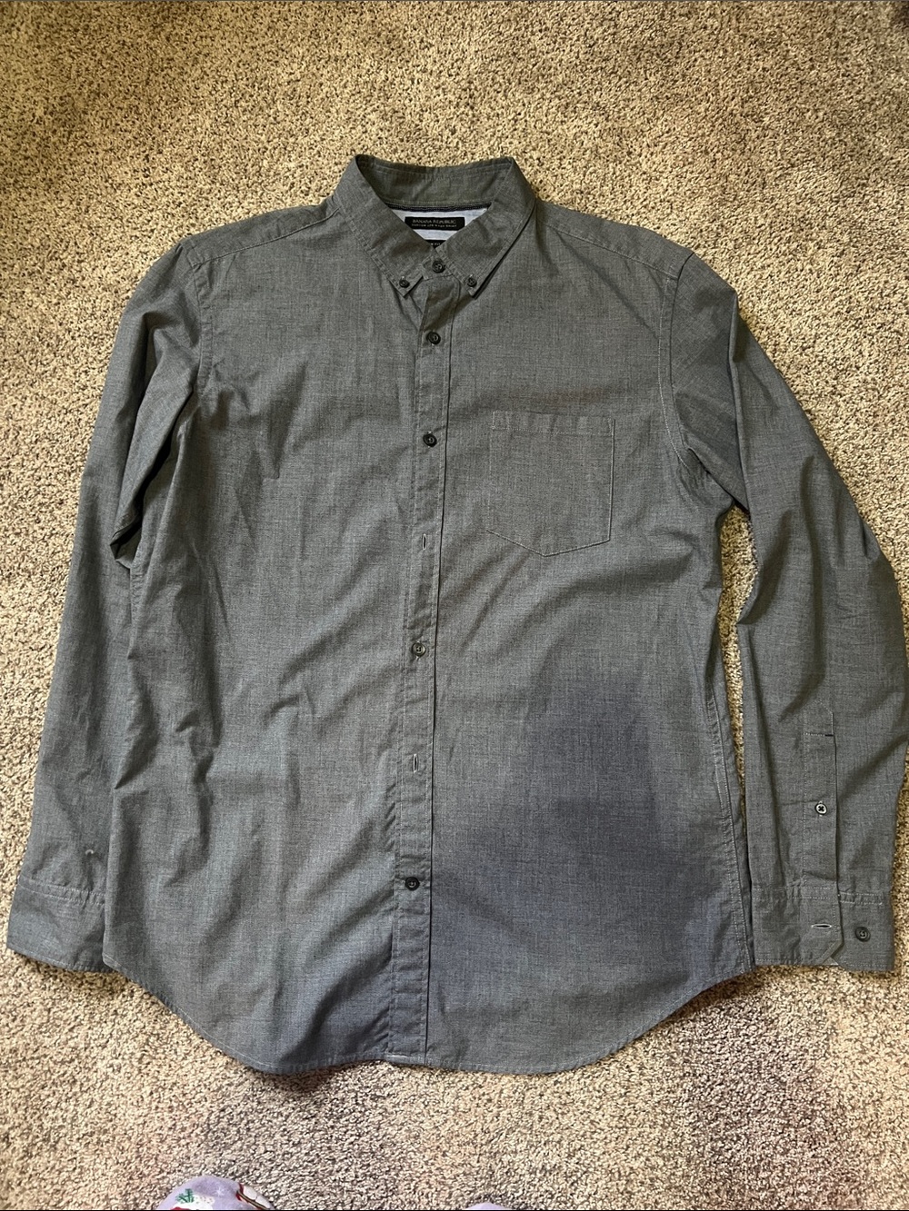 Banana Republic Men's Gray Button-Down Long Sleeve Shirt